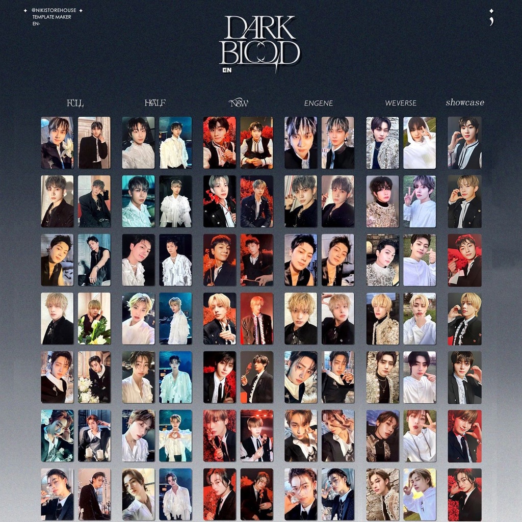 7pcs/set EN-HYPEN Album DARK BLOOD Photocards Lomo Cards ENHYPEN