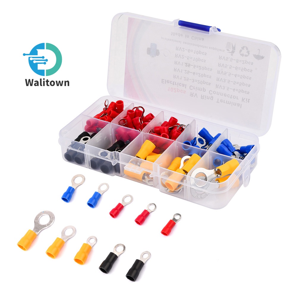 102pcs Heat Shrink Wire Connectors Ring Terminals Kits Automotive