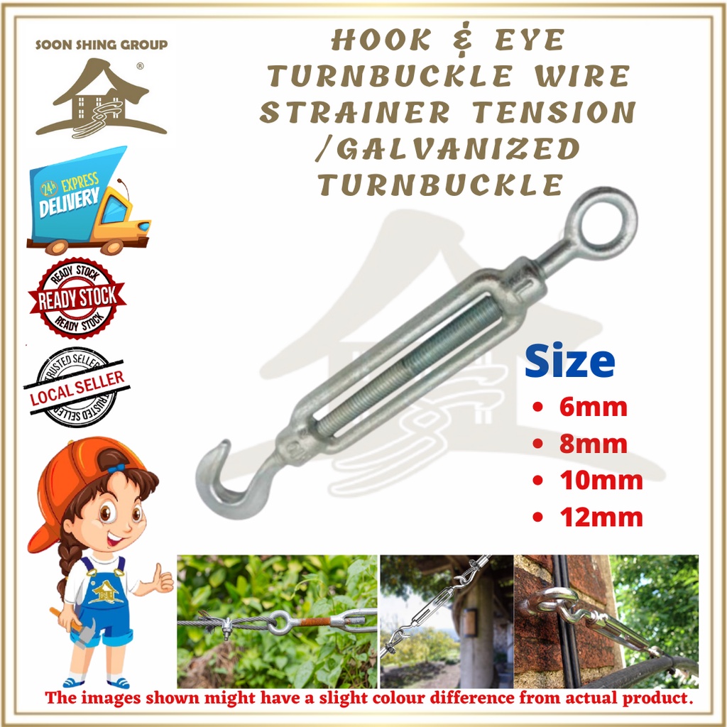 HOOK & EYE TURNBUCKLE WIRE STRAINER TENSION /GALVANIZED TURNBUCKLE