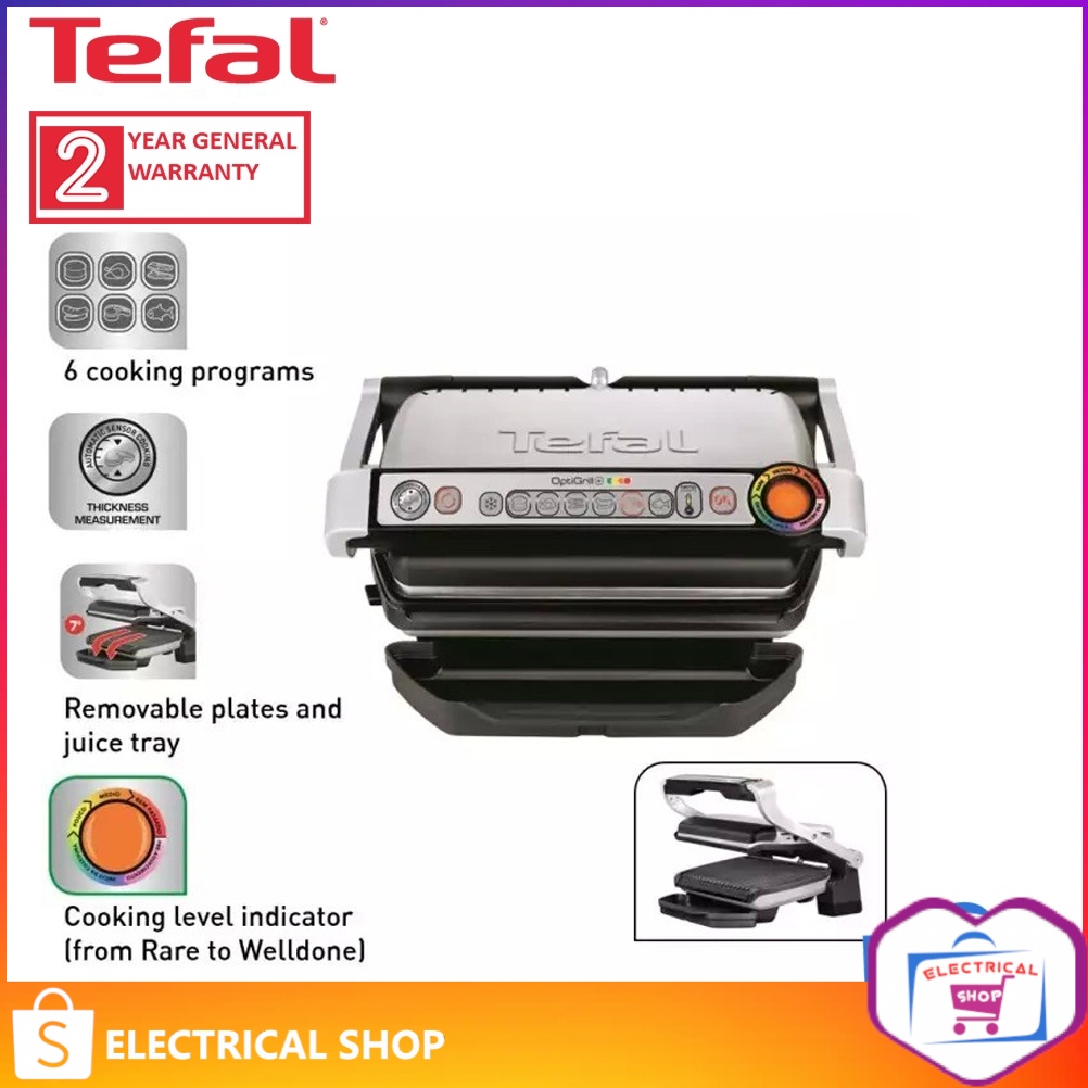 Tefal Stainless Steel Opti Grill Panini Press GC713 Shopee Malaysia