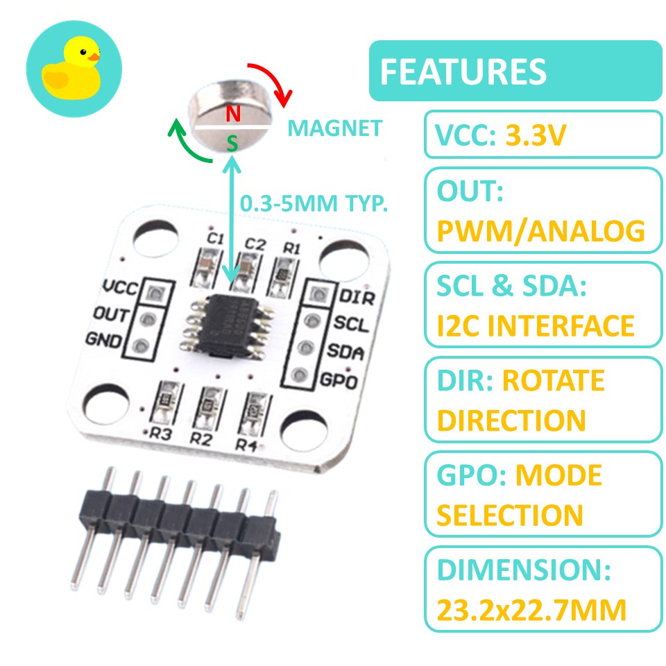 AS5600 12bit Magnetic Encoder Angle Measurement Sensor Module With ...