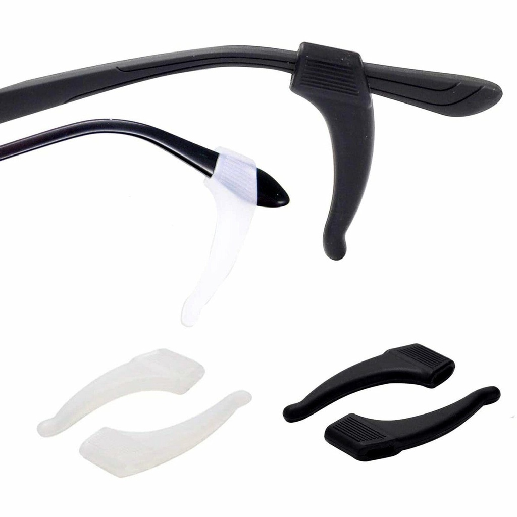 Silicone Antislip Ear Hooks Holder for Glasses Black/Transparent