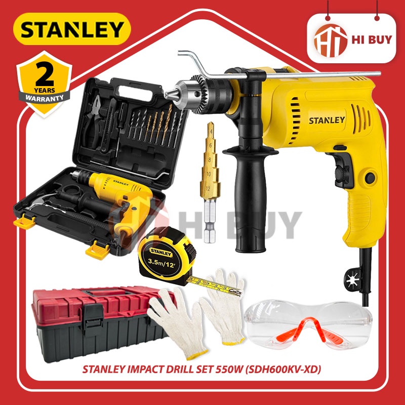 STANLEY IMPACT DRILL SET 550W SDH600KV XD VALUE PACK CORDED