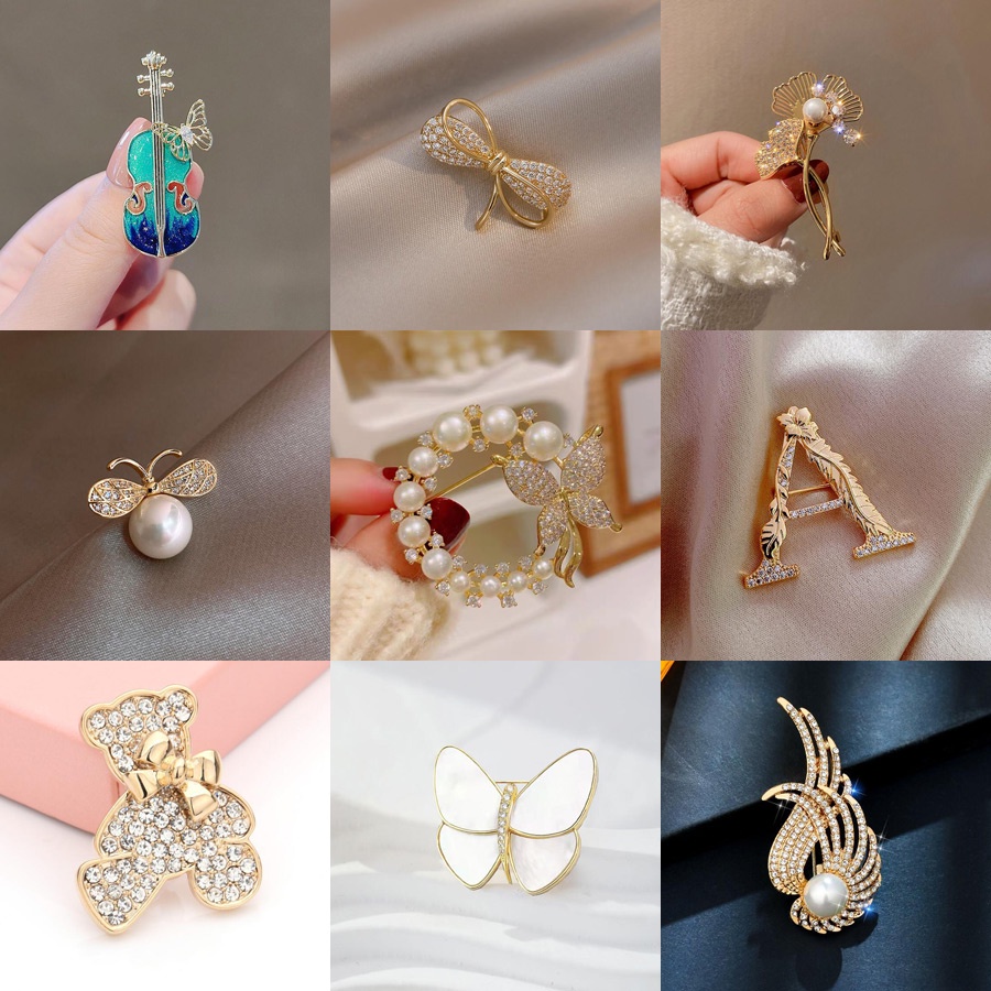 Korean Version Cartoon Diamond-Studded Brooch Fashion English Letters ...