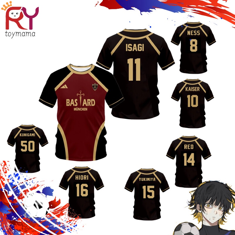Jersey Anime Blue Lock Bastard Munchen Shortsleeved Tshirt Sports
