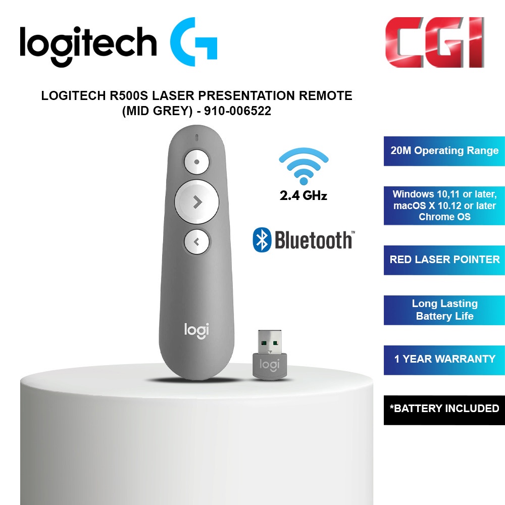 Logitech R500s Laser Presentation Remote with Red Laser Pointer 910