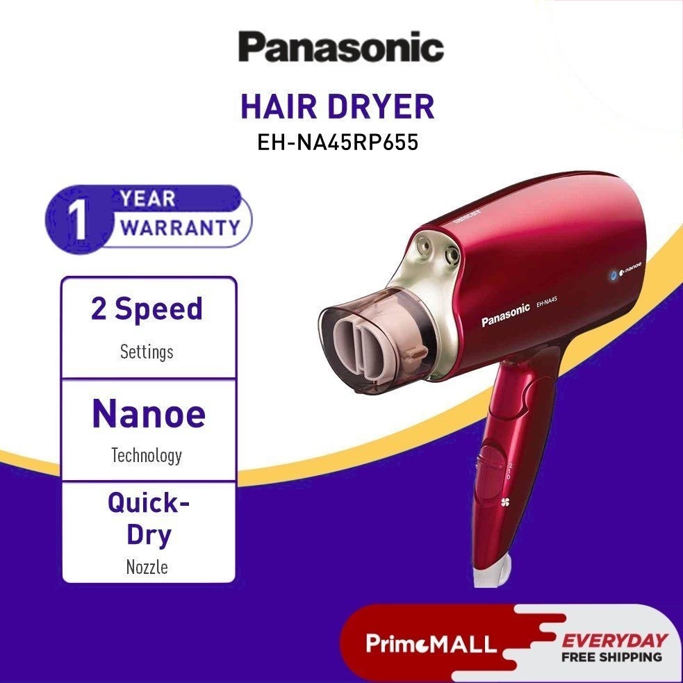 Panasonic Hair Dryer Nanoe Eh Na45 Moisture Eh Na45rp655 Quick Dry Nozzle Foldable Travel Blower 0572