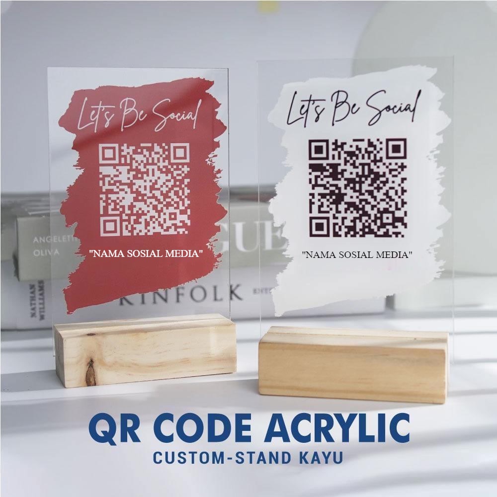KAYU Qr STAND / WOODEN STANDING QR CODE CAFE TABLE / RESTO / ACRYLIC ...