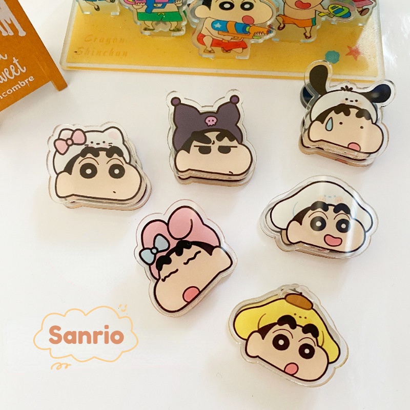 Sanrio x Crayon Shin-chan Acrylic Clip Double Sided Cartoon PP Clips ...