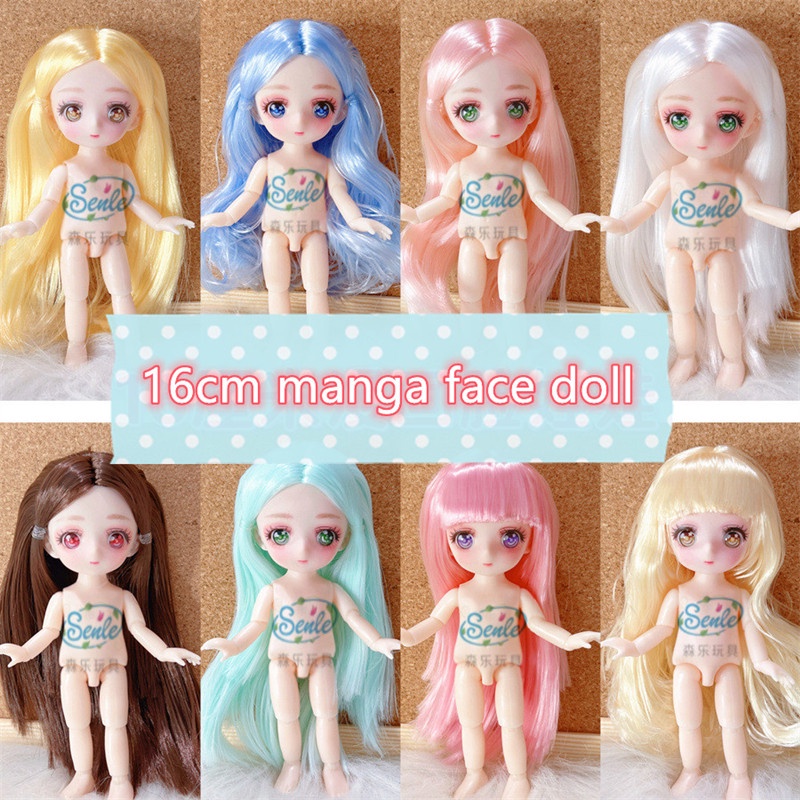 16cm Anime Cartoon Face BJD Doll Girls' Makeup Dolls DIY Doll Toys