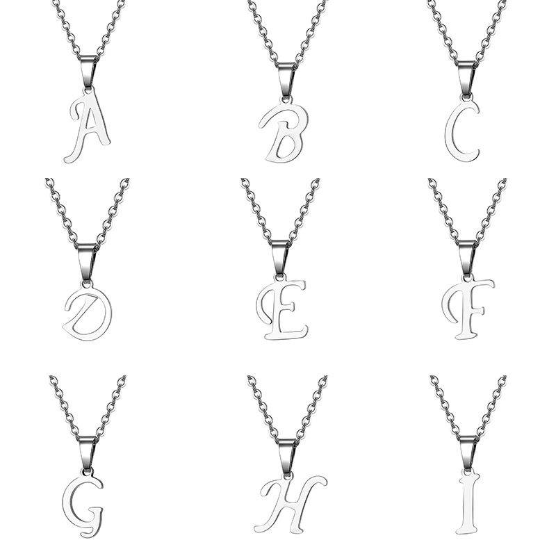 Stainless Steel Letter Necklace Collar Chain Simplified 26 English ...