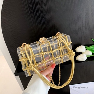 Mini Acrylic Box Bag with Metal Chain