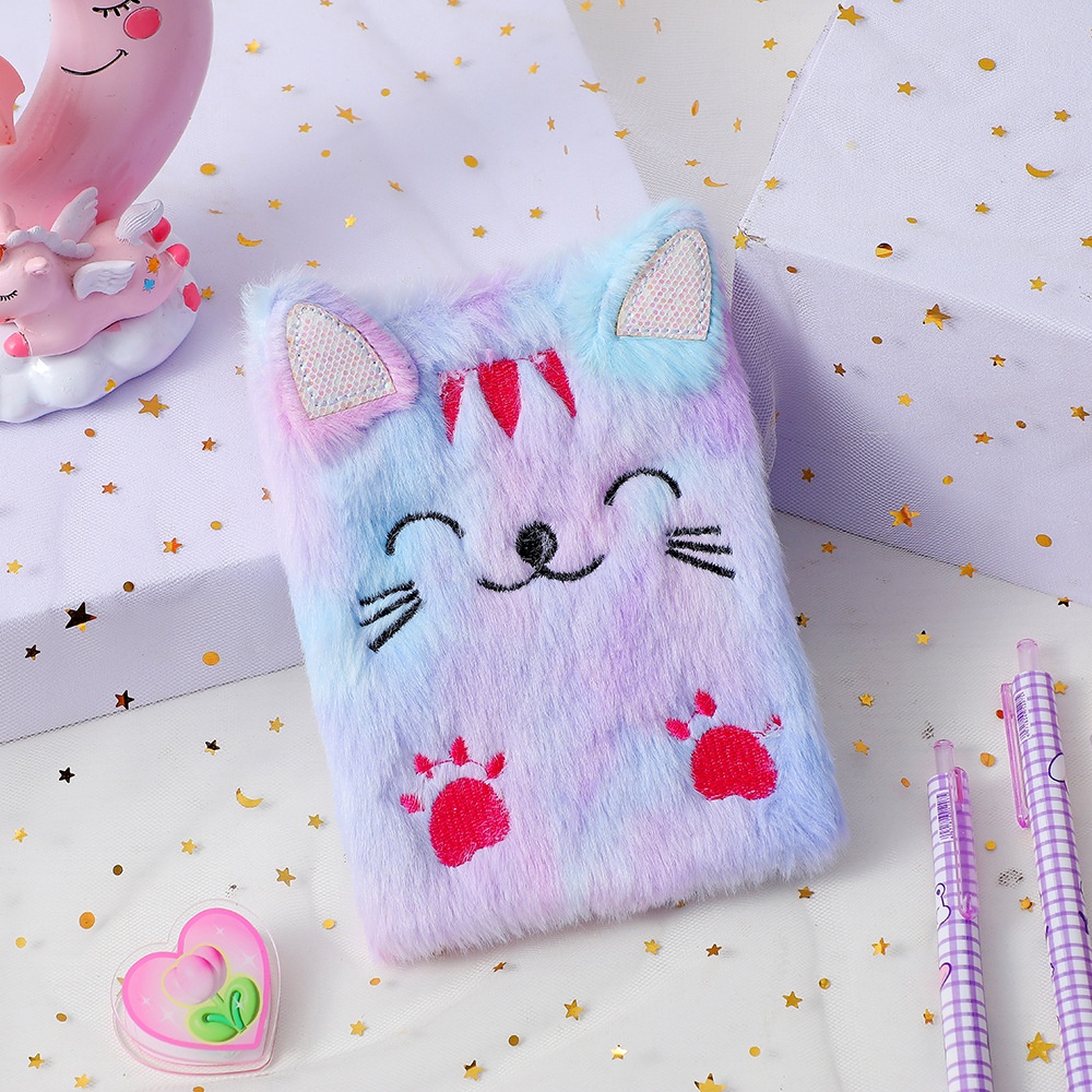 Cartoon Plush Notebook Cute Girl Embroidery Hand Ledger Student Award ...