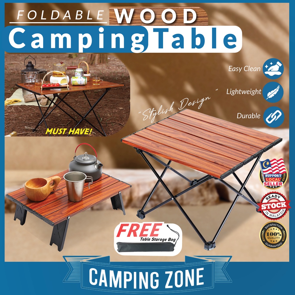 Foldable Wood Camping Table Folding Aluminium Picnic Dining