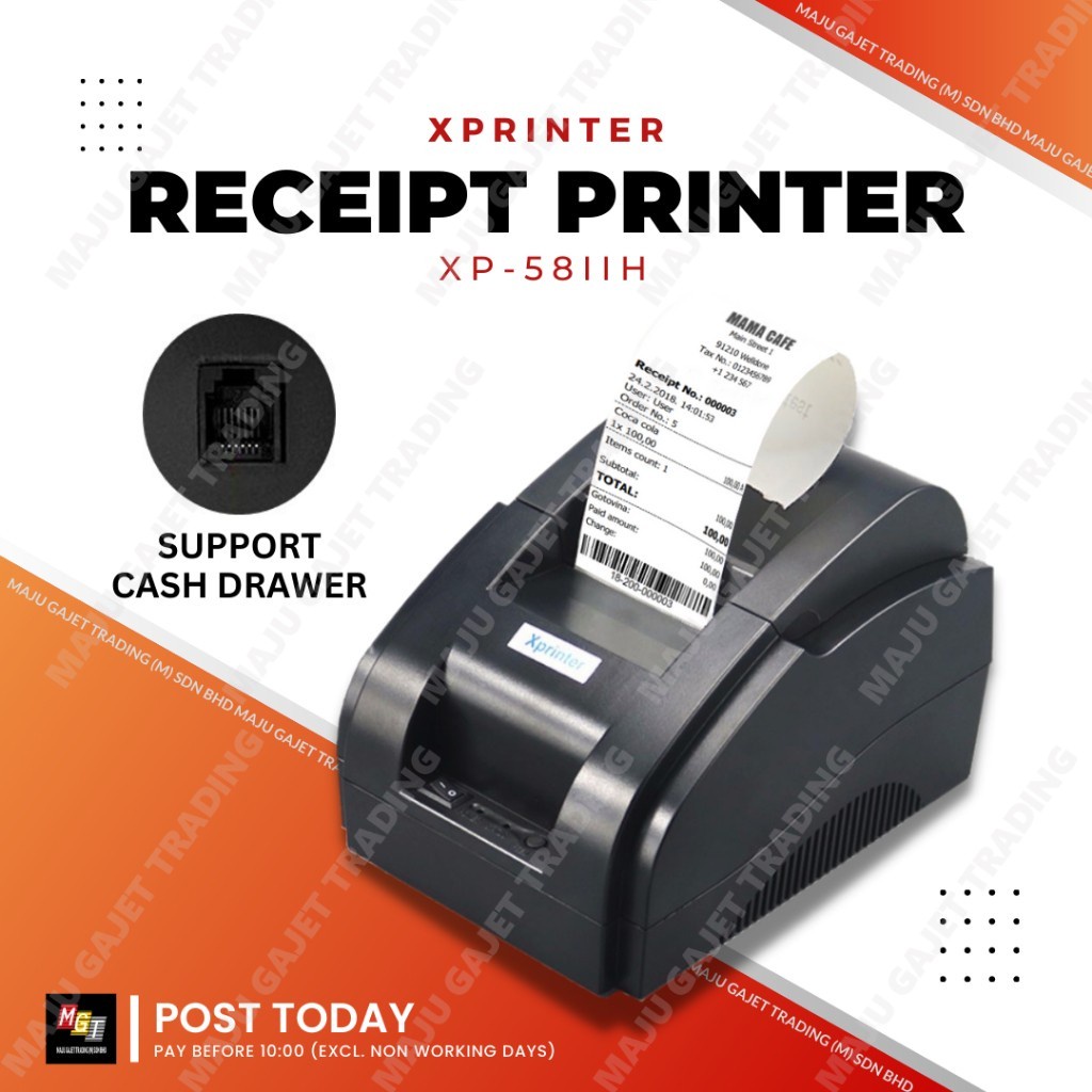 XPRINTER XP58IIH Thermal Receipt Printer Cashier Machine Mesin Resit