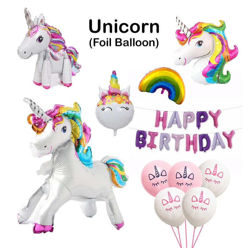 Unicorn Balloon Set My Little Pony Cute Horse Head Pinkie Pie 3D 4D ...