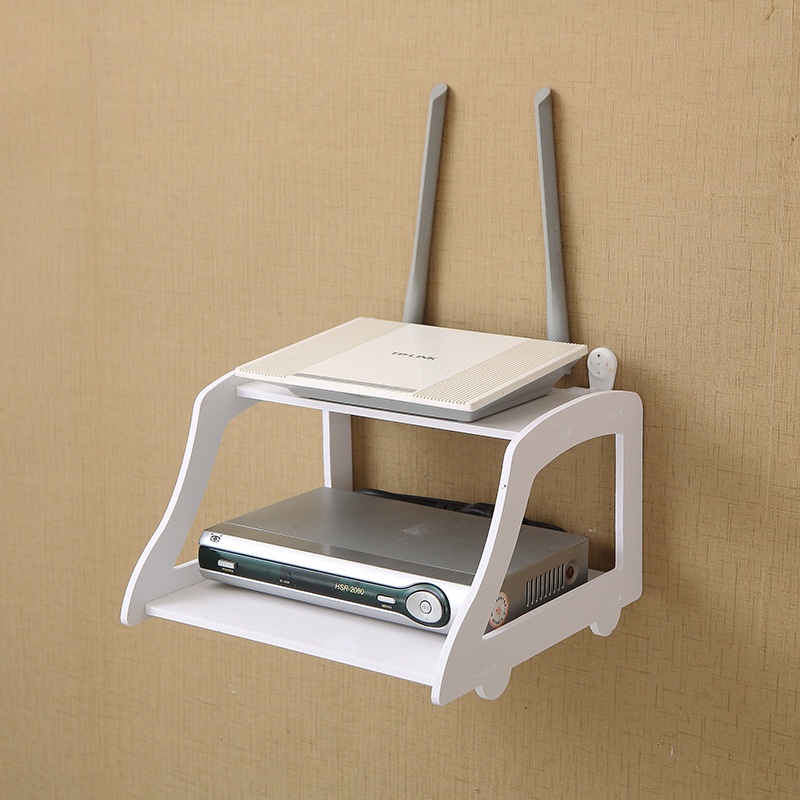 Wall Mounted Double Layer Shelf Modem Rack TV Box Device Rack Wall Shelf Rak Gantung Dinding
