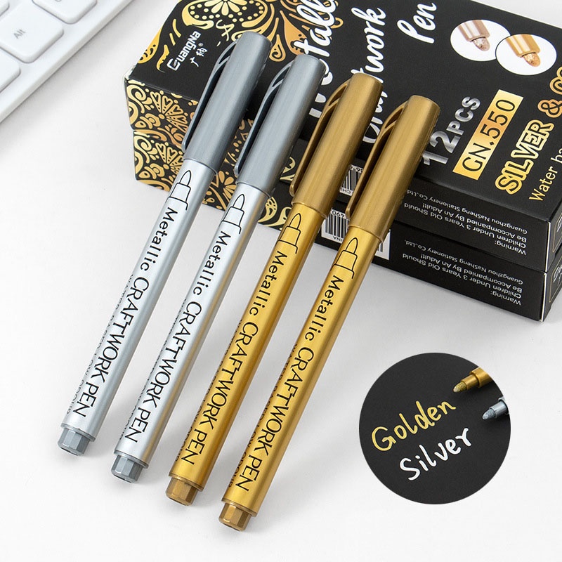 1/2/3Pcs Gold Silver Metallic Pen Waterproof Permanent Marker DIY Epoxy ...