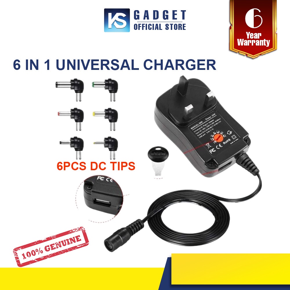 6 in 1 AC DC Power Adapter AC to DC Power Supply Adapter 3V/4.5V/5V/6V