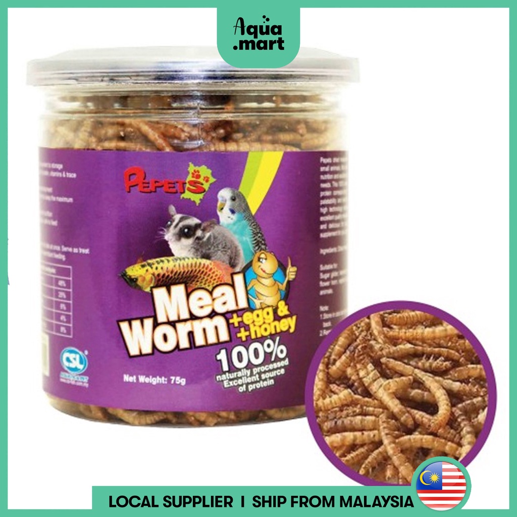 PEPETS MEALWORM + EGG & HONEY REPTILE FOOD TURTLE FOOD 75G Shopee