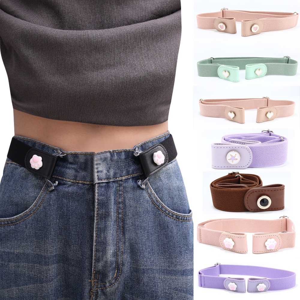 Hot Sale Decorative jeans belts Sewing Accessories Cute Stretch Traceless Lazy Belts Unisex Jeans belt Invisible No Buckle Waist Belt Elastic Shopee Malaysia