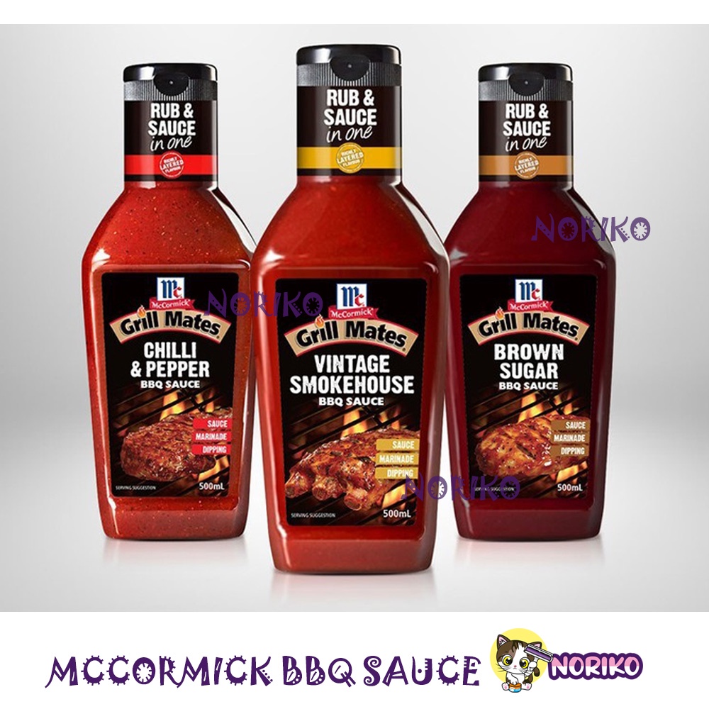 McCormick Grill Mates BBQ Sauce 500G 3 Flavours (Chilli Pepper/Brown  Sugar/Vintage Smokehouse)