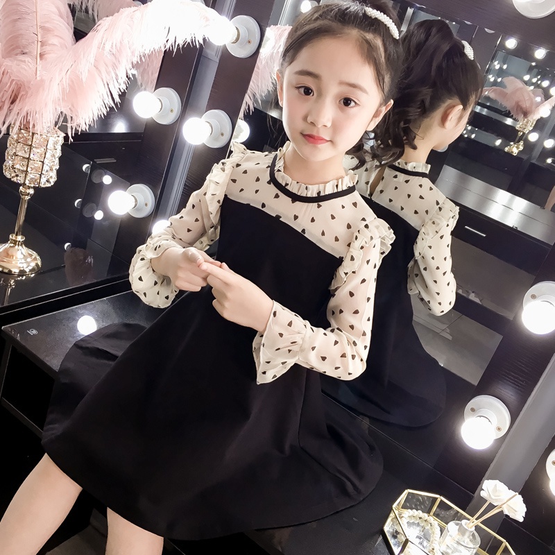 Fast delivery Girl dress summer dress long sleeve love shape print Korean style fashion