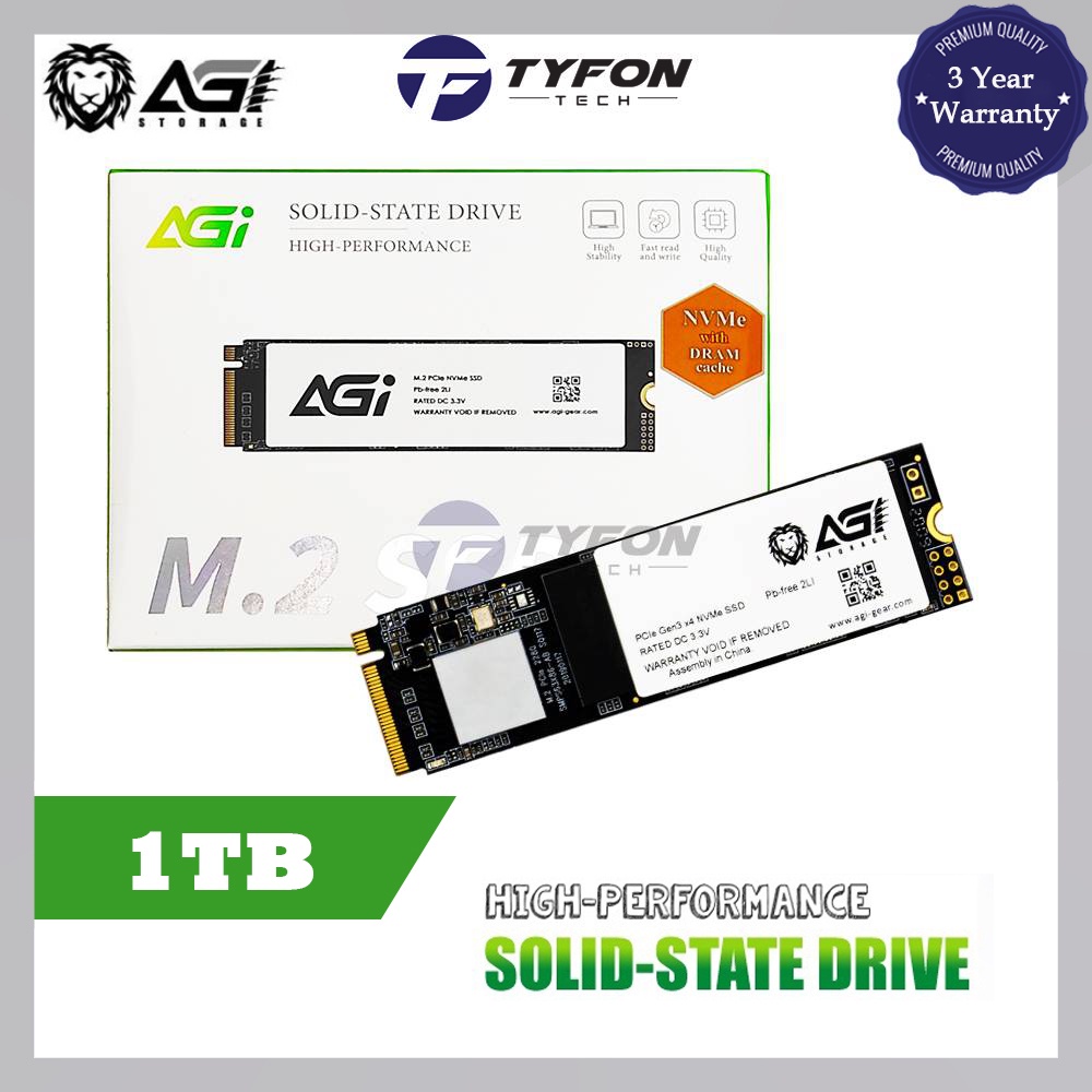 AGI 1TB PCIe NVMe with DRAM M.2 2280 Gen 3x4 Solid State Drive SSD ...