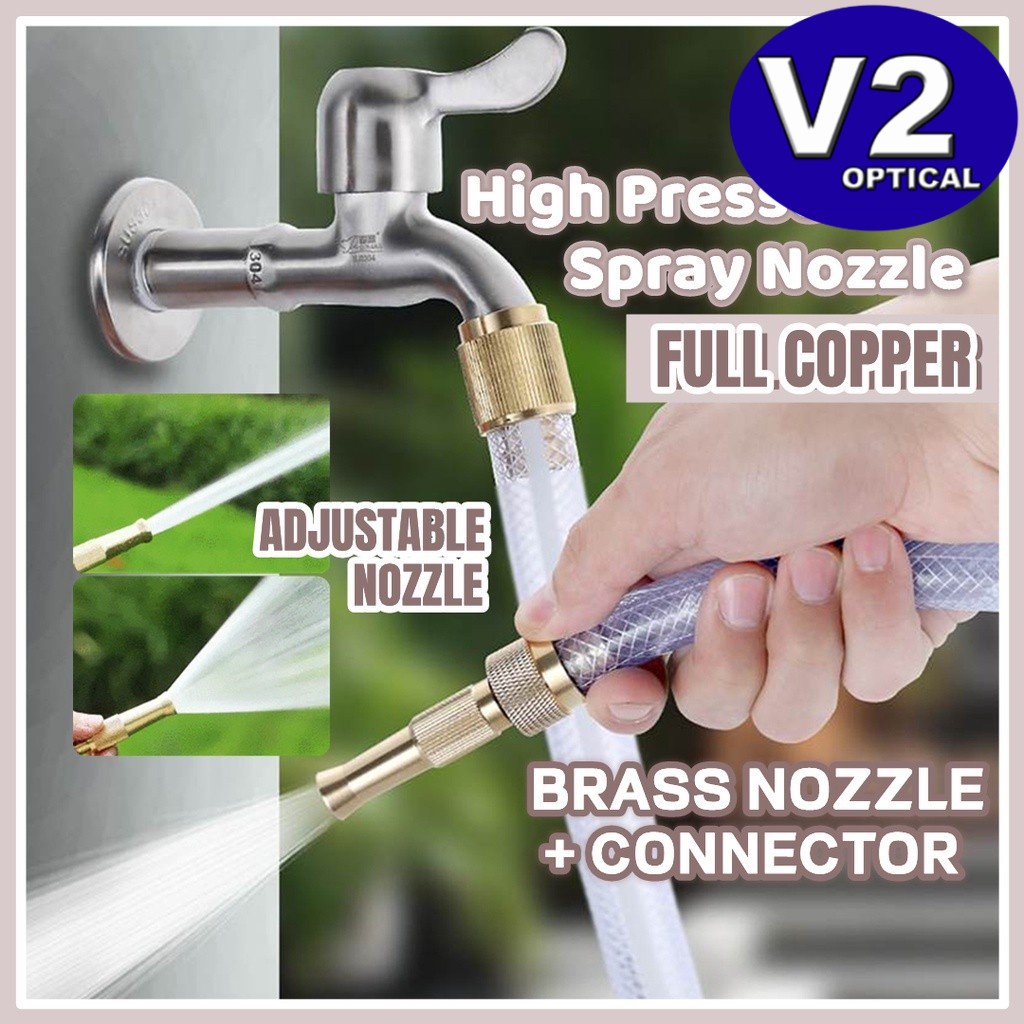 HeavyDuty Adjustable Brass Spray Nozzle With Hose Plug Faucet