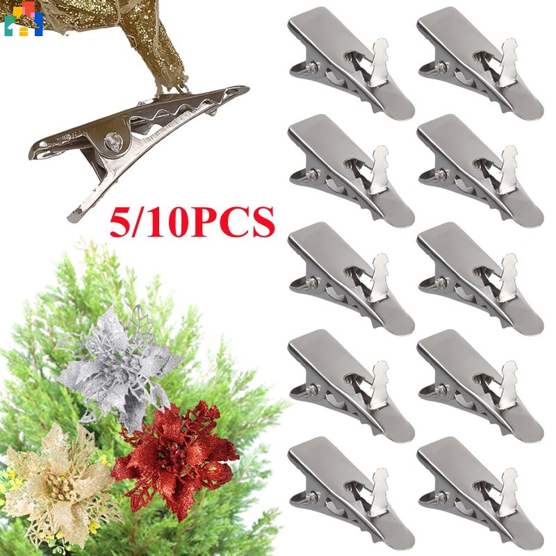 10pcs Small Silver Metal Alligator Clips For Christmas Flowers