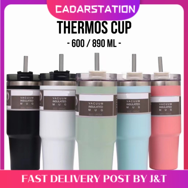 CS_Ready stock 20oz/30oz thermos cup with straw water cup 304 stainless ...