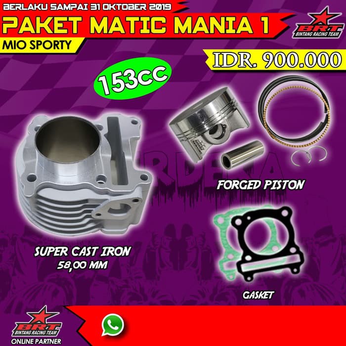 Package Bore Up BRT 58.00mm Cast Iron Yamaha Mio Sporty Carburetor