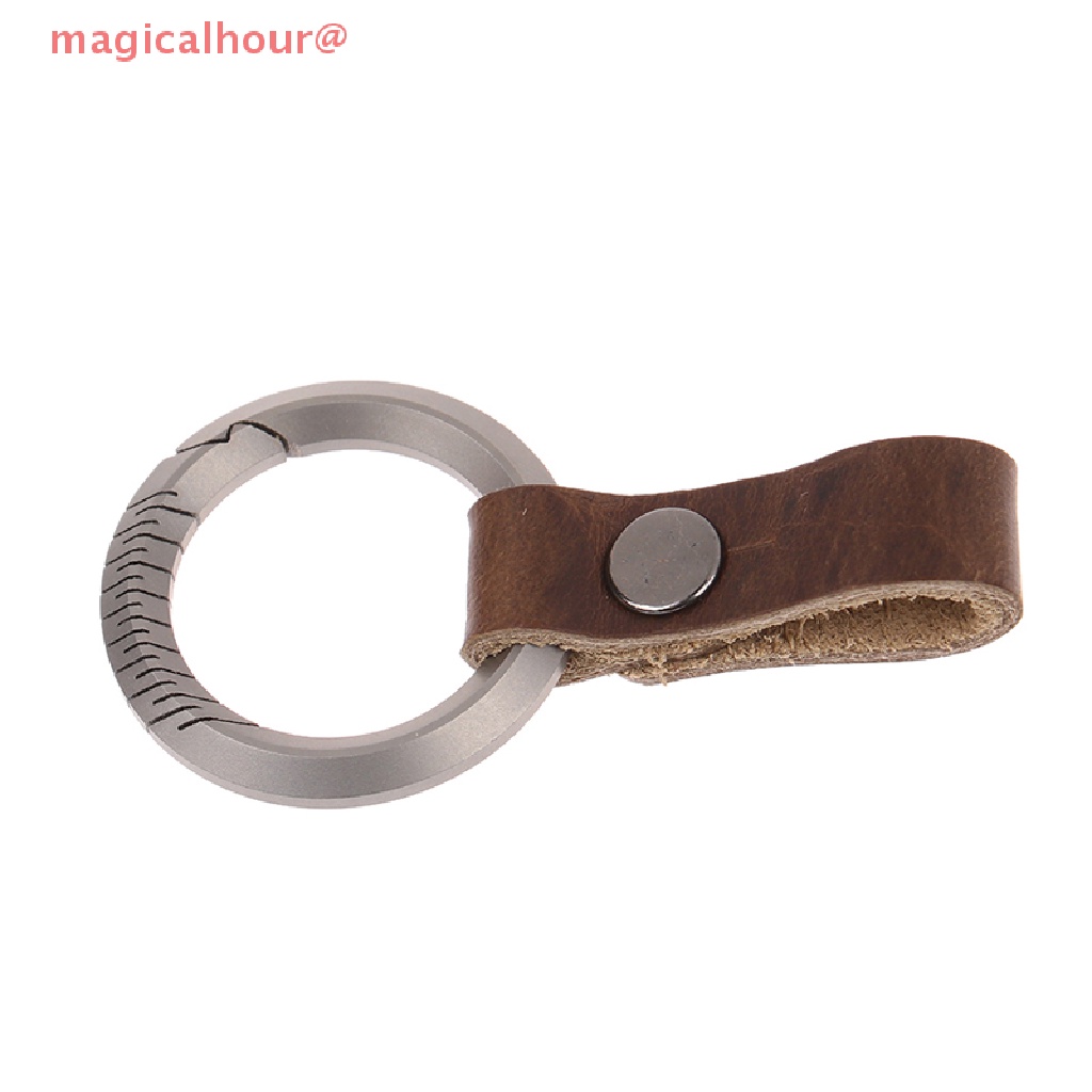 magicalhour Titanium Alloy Leather Waist Belt Buckle Keychain Car