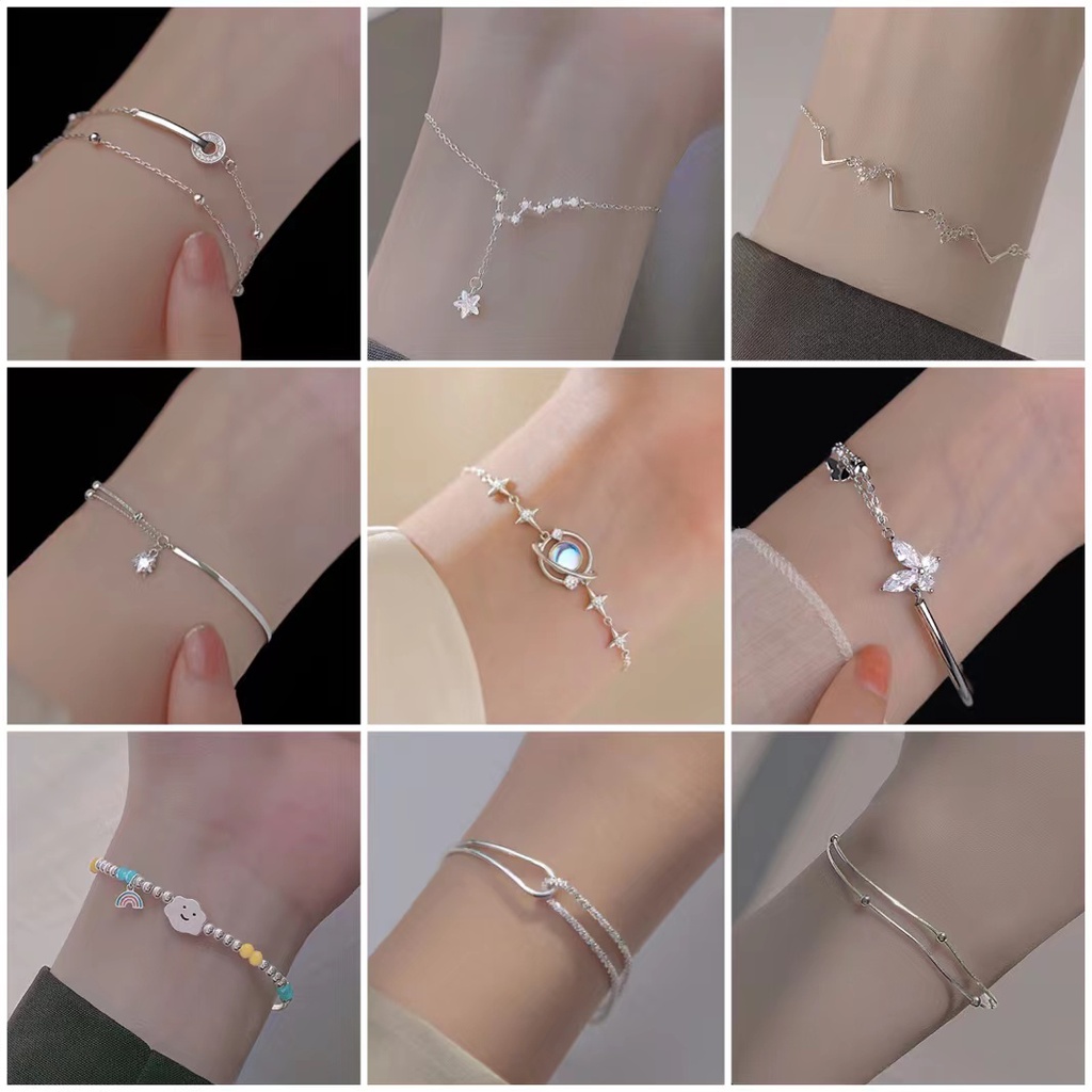 925 Silver Butterfly Bracelet Girls Fashion Simple Crystal Bracelet
