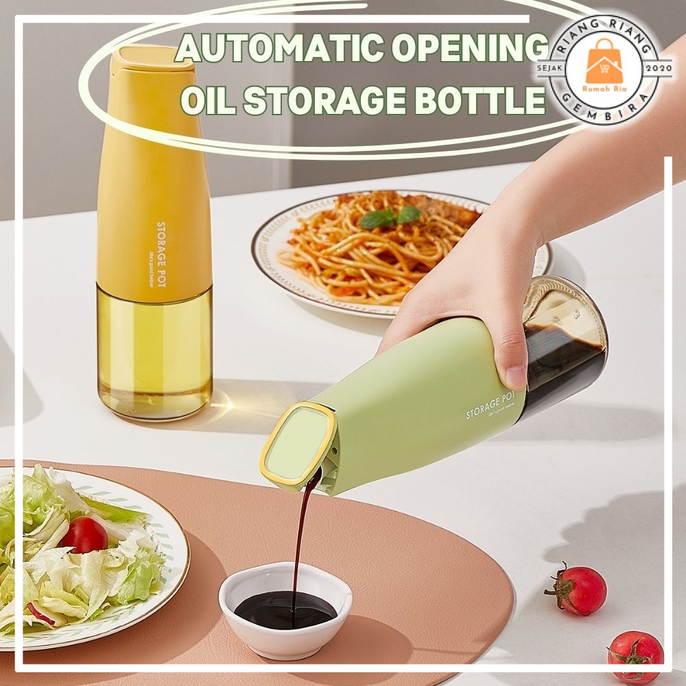 Kitchen Oil Storage Bottle Dispenser 500ml Automatic Opening Seasoning ...