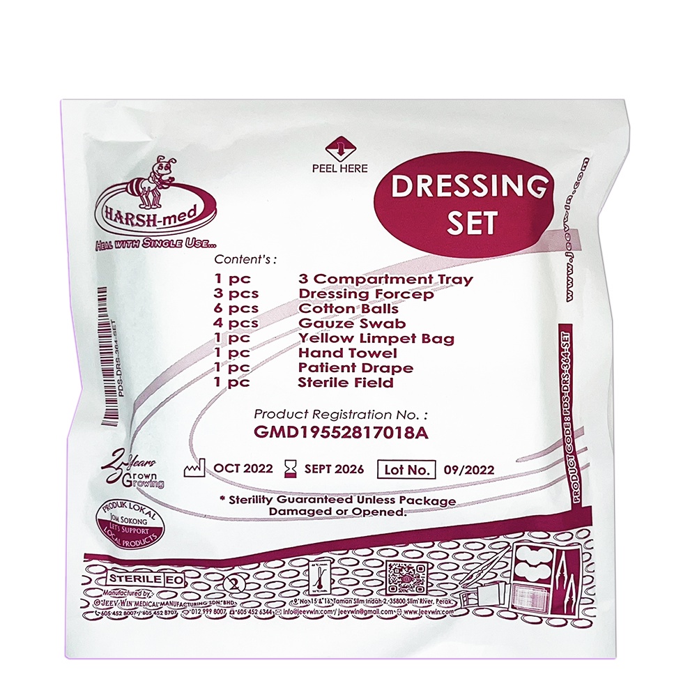 Basic Dressing Sterilized Set [HARSH MED] with 1/3 forceps Wound ...