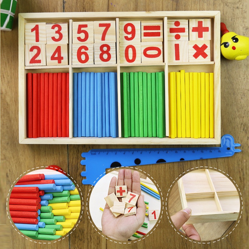 Children Wooden Counting Sticks Learning Math Toy Number Calculate ...