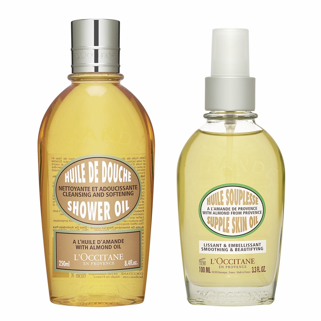 L'Occitane Almond Shower Oil 250ml + Supple Skin Oil 100ml Bundle Set