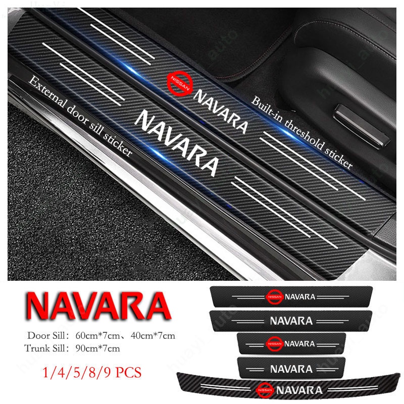 thumbnail image 2 of GZBFDHL Black Gloss Door Sill Protector For 2023 Nissan Navara – Self-Adhesive Scuff Plate Trim – 4 Piece Set 2 of 5