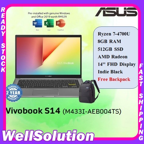 Asus VivoBook 14 M433I-AEB004TS 14'' FHD Laptop Black ( Ryzen 7 4700U ...