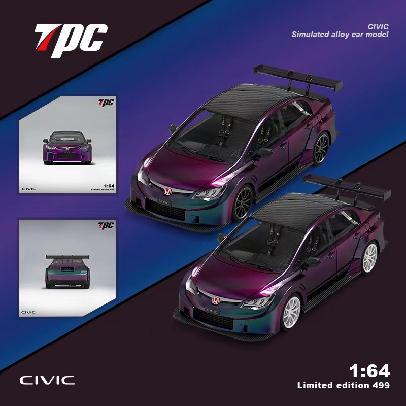 TPC 1:64 Honda Civic FD2 Civic-Black wheels Die-Cast Car Model | Shopee ...