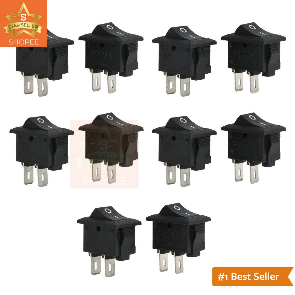 (MW) 10Pcs 2 Pin 12V Car Boat Round Dot Light ON/OFF Rocker Toggle