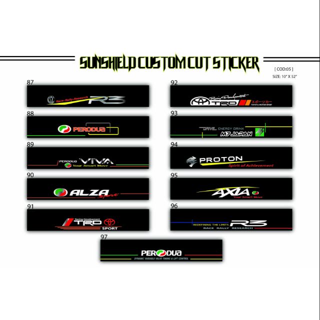 Front Windscreen Windshield Window Sticker ALZA VIVA AXIA PROTON TRD ...