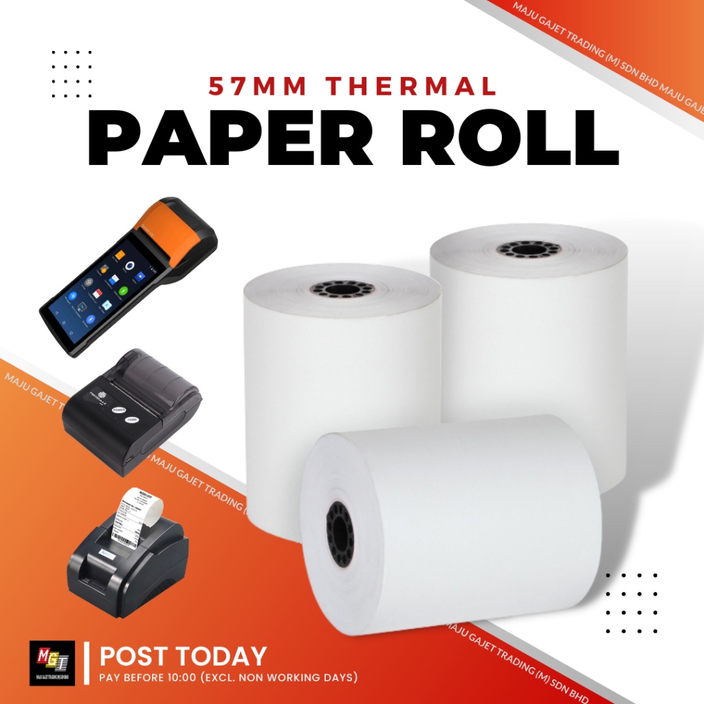 58mm Thermal Receipt Paper Roll Kertas Resit Mesin Printer For Cash Register 57mm Srs Topup Pos 3434