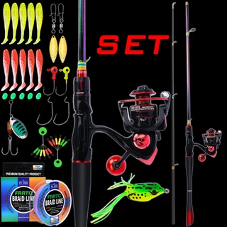 Carbon Casting Rod Combo Fishing Set With Baitcating Reel Bag PE Braided  Line Lure Box Full Kits Portable Spinning Fishing Set