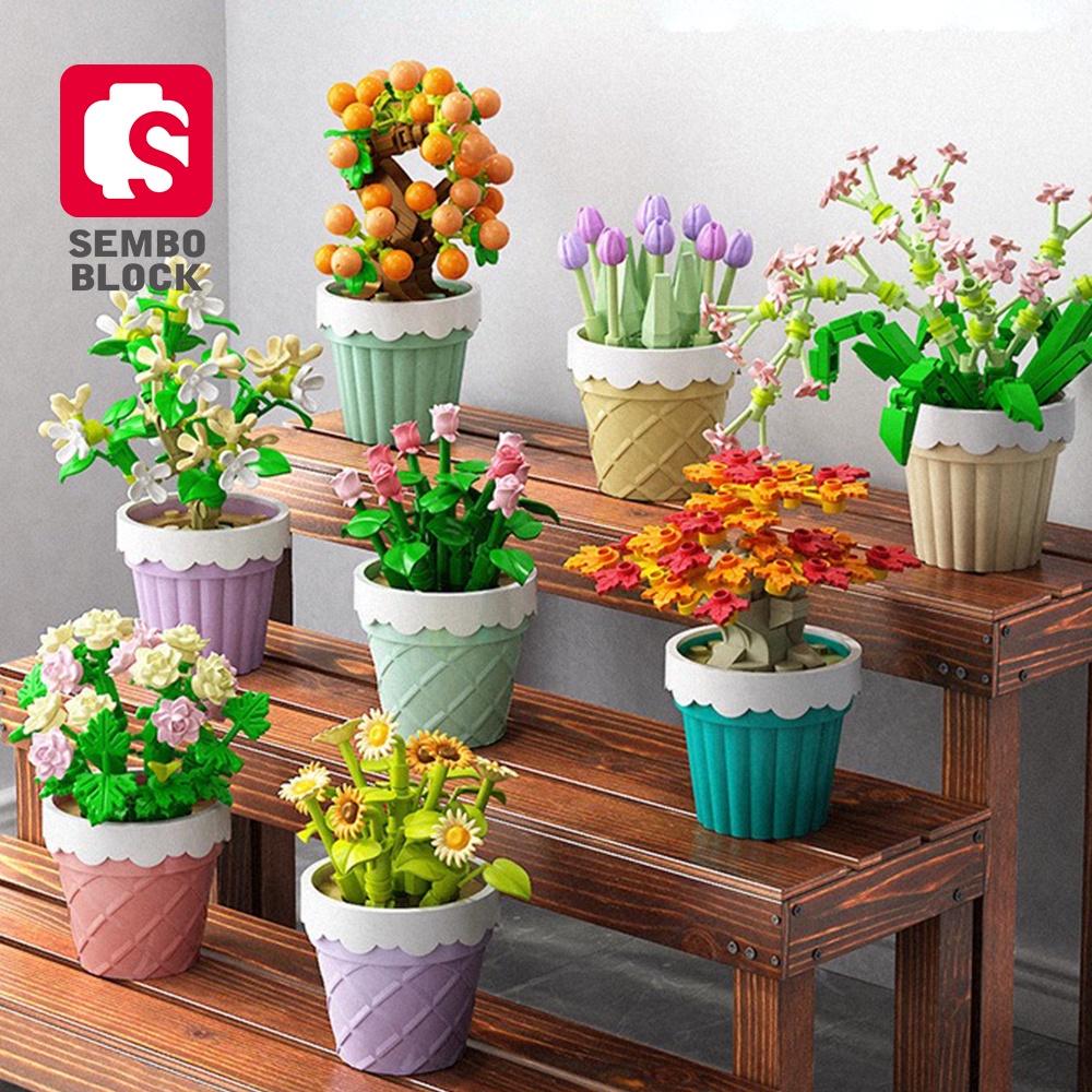 Sembo Block Flower Cup Plant Series Florist Gift Display Stand Building ...