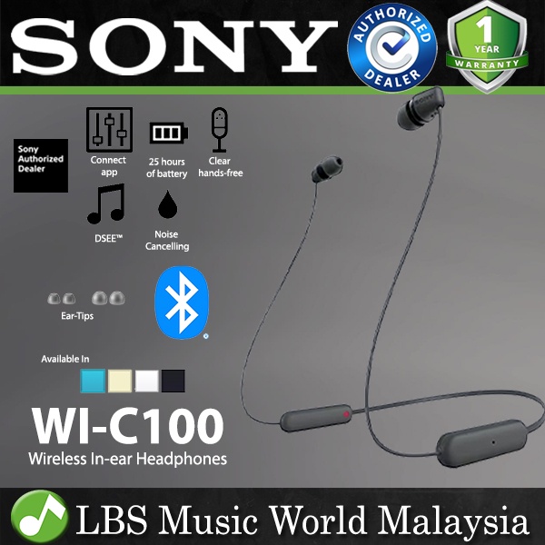 Sony WI-C100 Wireless Earphone Bluetooth Headphones with Microphone (WI ...