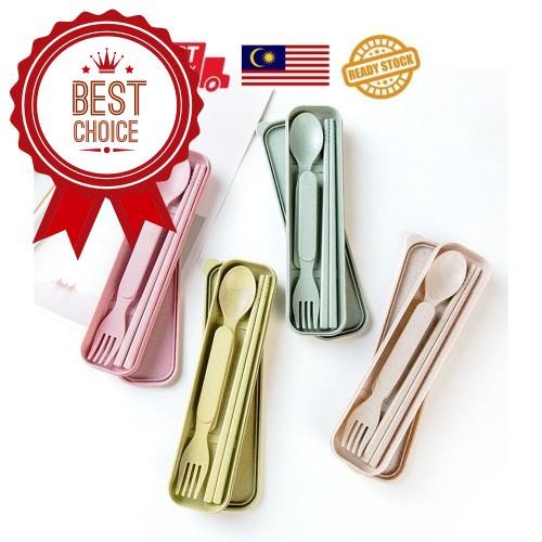 Eco Friendly Portable Plastic Cutlery Set With Case Box Kitchen