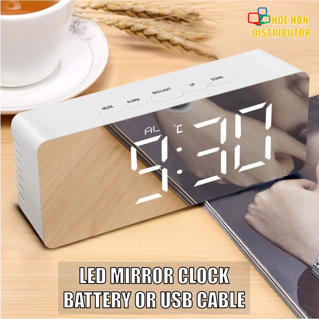 LED HD Mirror Clock 1pc Decoration or Gift Table Desk Alarm Clock