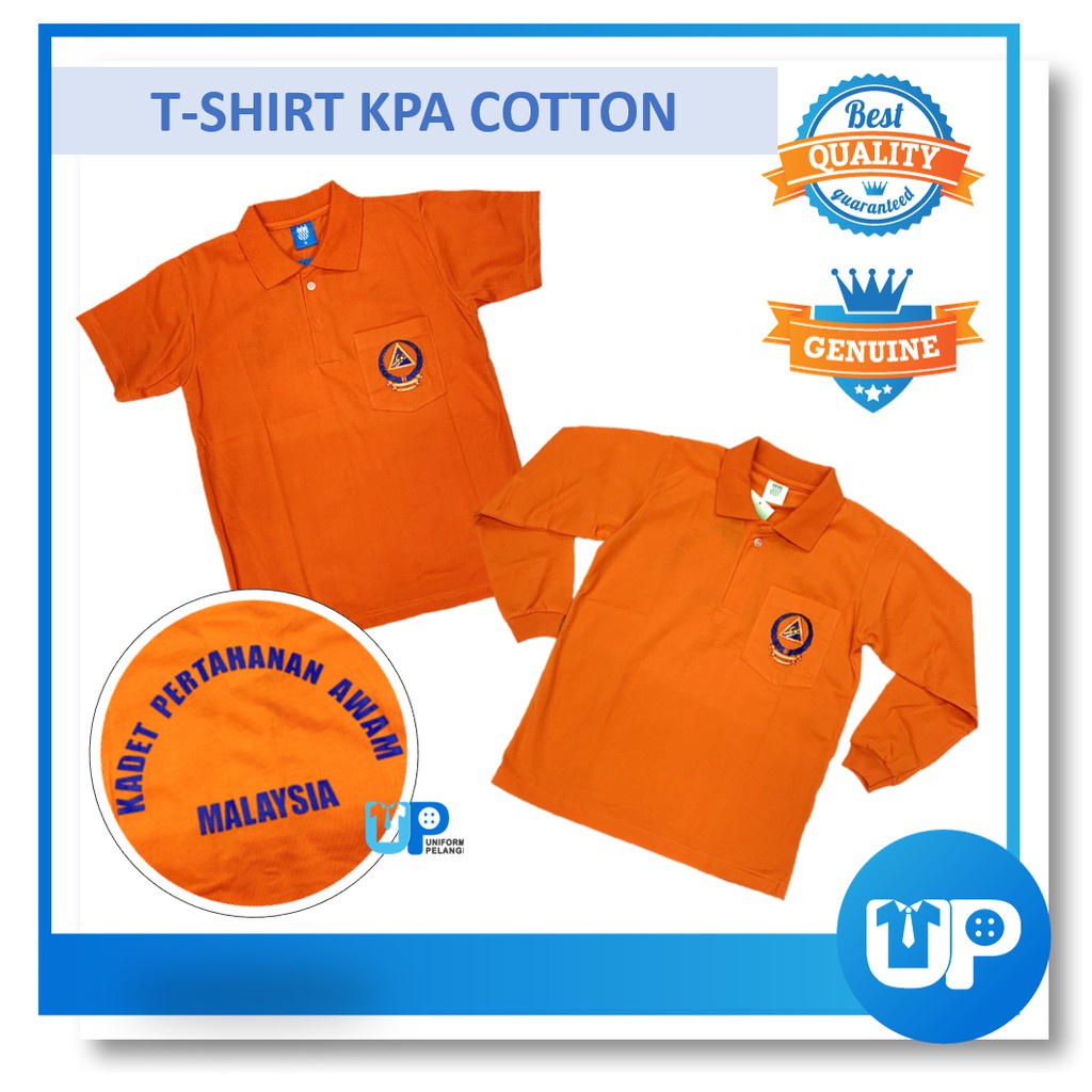 Baju T-shirt KPA Berkolar Kadet Kaspa Warna Oren Sekolah Kokurikulum ...